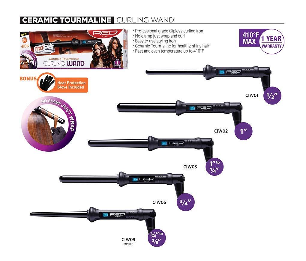 imageKiss Products Red Tapered Curling Wand 1quot12quot 12 Pound