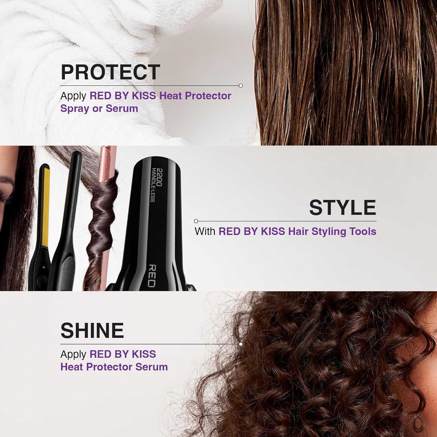 imageKiss Red by Pencil Flat Iron Hair Straightener 03 Inch CeramicFlat Ironheat Protectant Serum