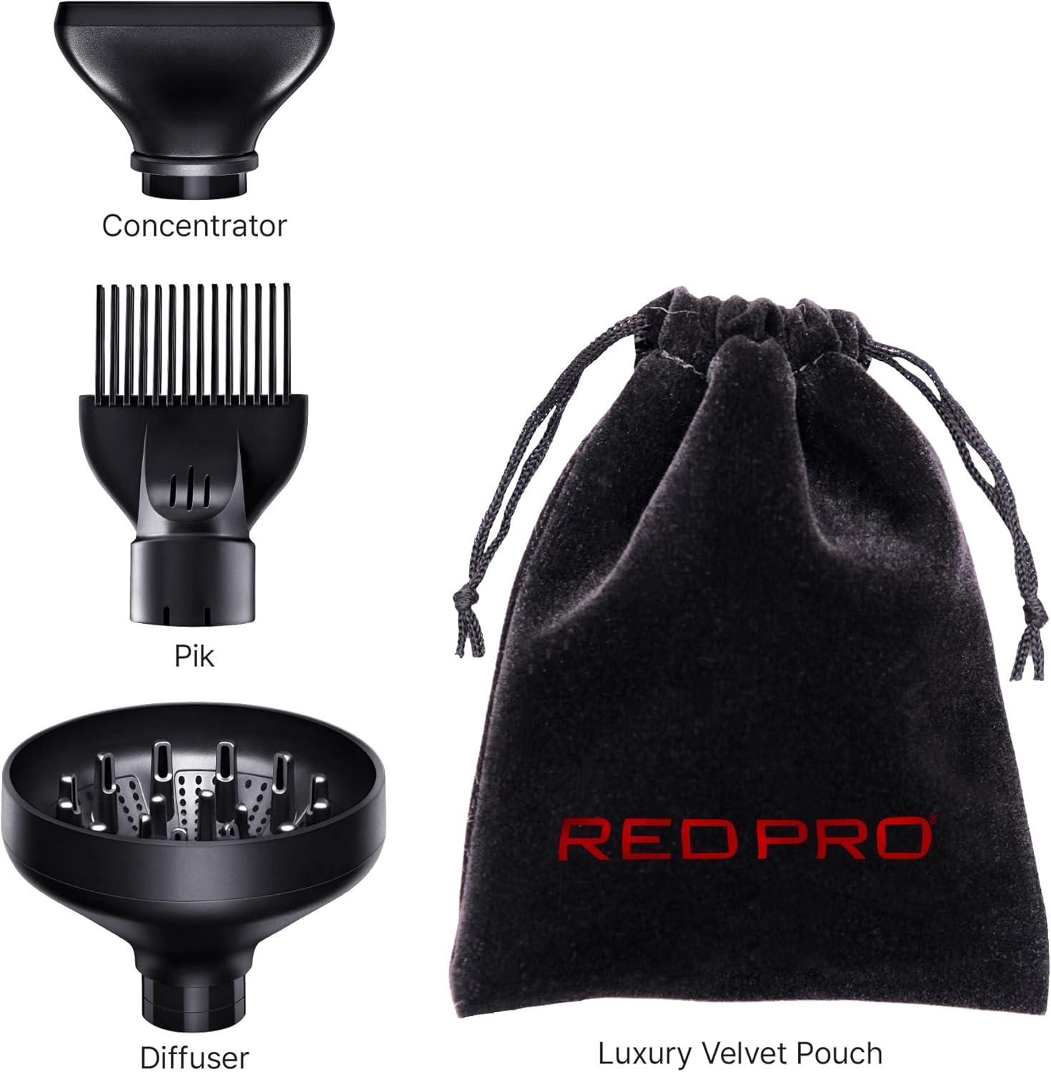 imageRED Pro Hair Dryer SoniClone 110000 RPM High Speed BLDC Motor Dryer Strong Air Flow for Fast Drying Lightweight with Luxury Home ampamp Travel Pouch Magnetic Nozzle Hair Pik Diffuser ampamp Concentrator