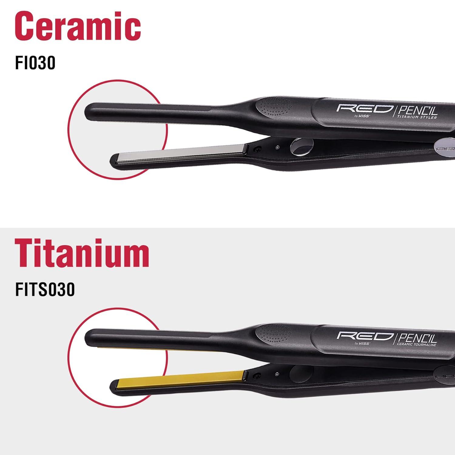 imageRED by KISS Titanium Styler Pencil Flat Iron 310quot UltraPrecise Edge ampamp Pixie Cut Styling 450F Max Heat FrizzFree Instant Temperature Control Professional ampamp Home Use