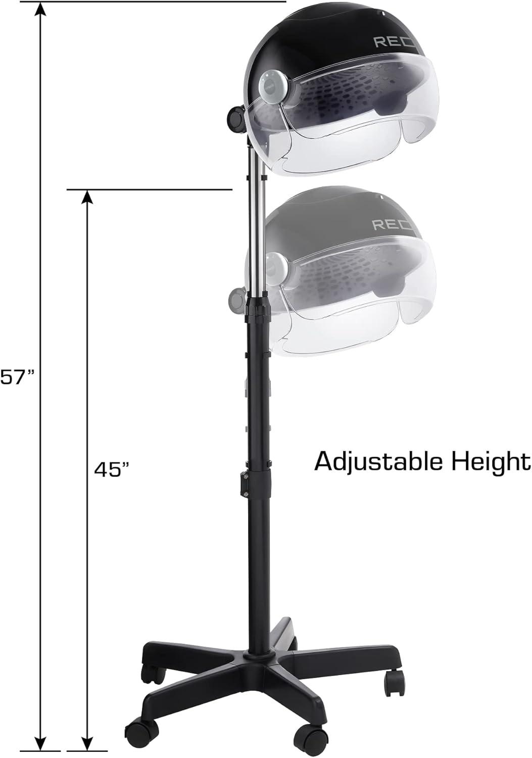 imageRED by Kiss 3000 Ceramic Stand Hood Dryer with Digital Timer Adjustable Height 360 Wheels 3 Temp Settings Quick Drying Comfortable Hood Ideal for Home ampamp Salon Use