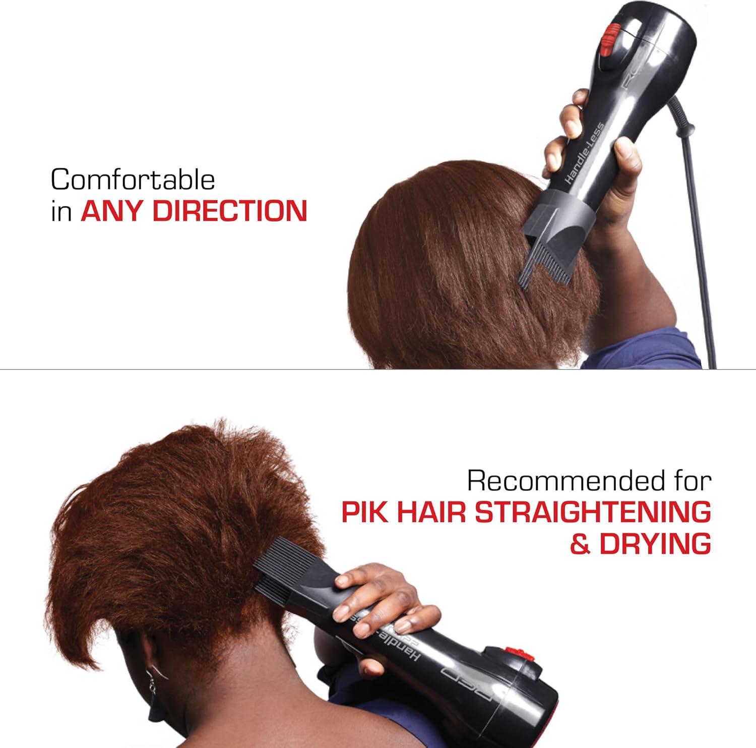 imageRED by Kiss HandleLess 2200W Ceramic Tourmaline Hair Dryer 3 Heat Settings Pro Blow Dryer with Comb Attachment Ionic for FrizzFree Shine Detangler ampamp Straightening for 4CBlack
