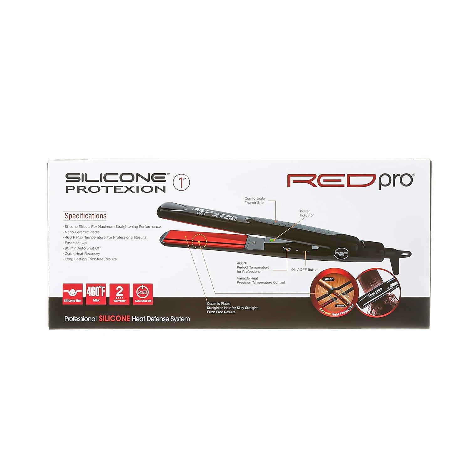 imageRed Pro Hair Straightener Silicone Protexion Flat Iron 1 Inch Adjustable Temperature Setting Ultra Thin Lightweight Suitable for All Hair Types1 Inch Pack of 1