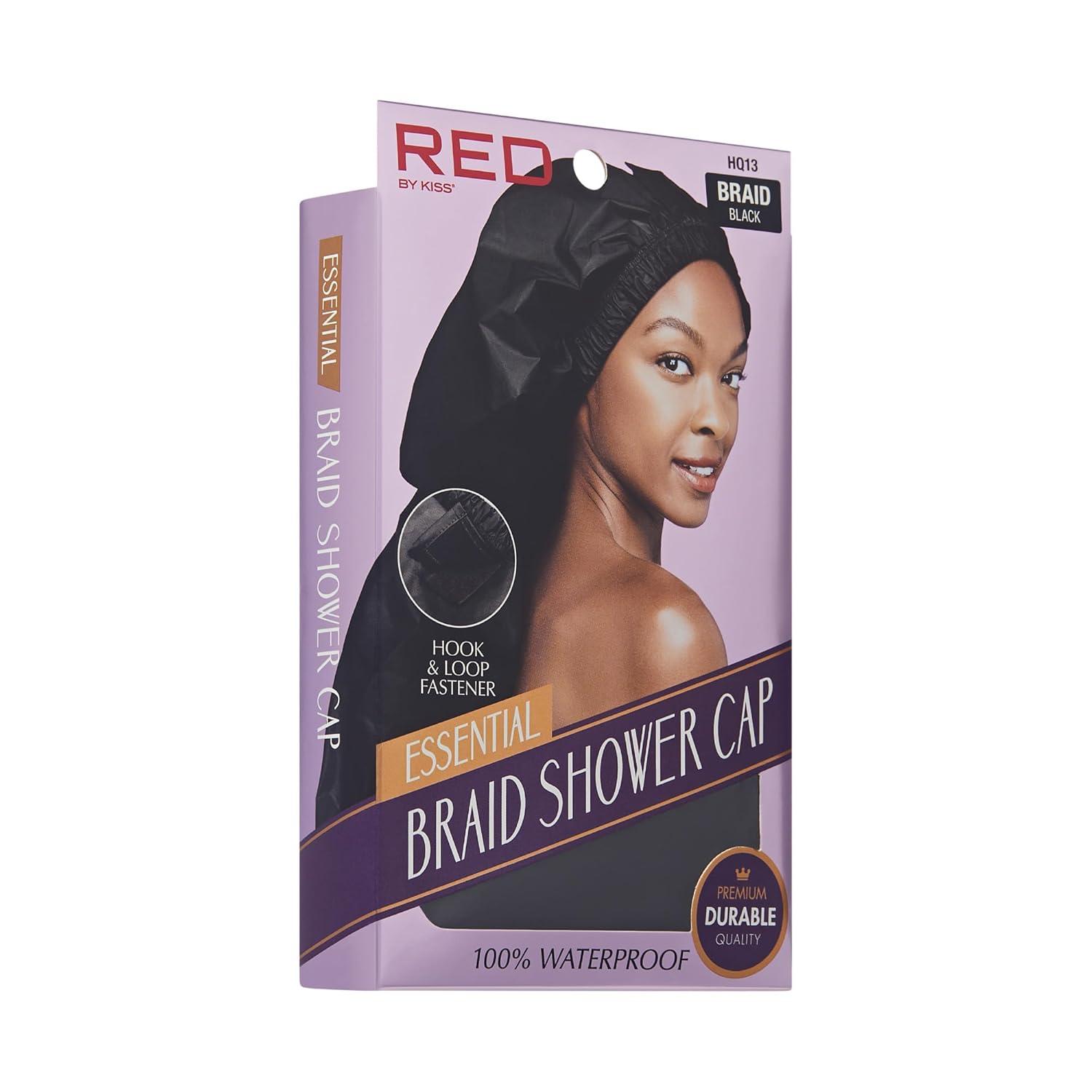 imageRed by Kiss Essential Super Large Waterproof Braid Shower Cap Reusable Caps with Elastic BandBraid Cap Pack of 1