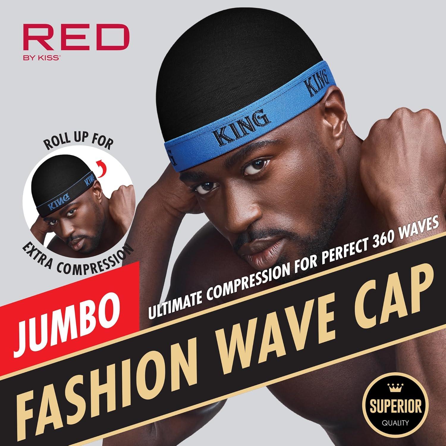 imageRed by Kiss Fashion Wave Cap UltraStretch Fit Durable Elastic Band All Day Hair Compression Perfect Layering with DuragJumboBlue King