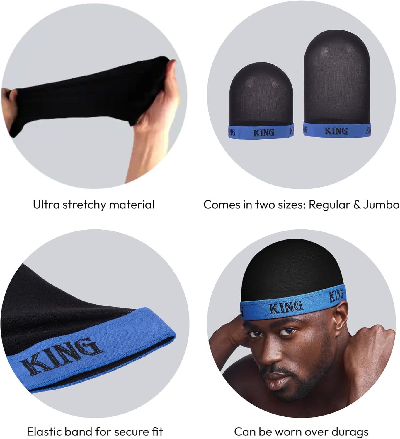 imageRed by Kiss Fashion Wave Cap UltraStretch Fit Durable Elastic Band All Day Hair Compression Perfect Layering with DuragRegularBlue King