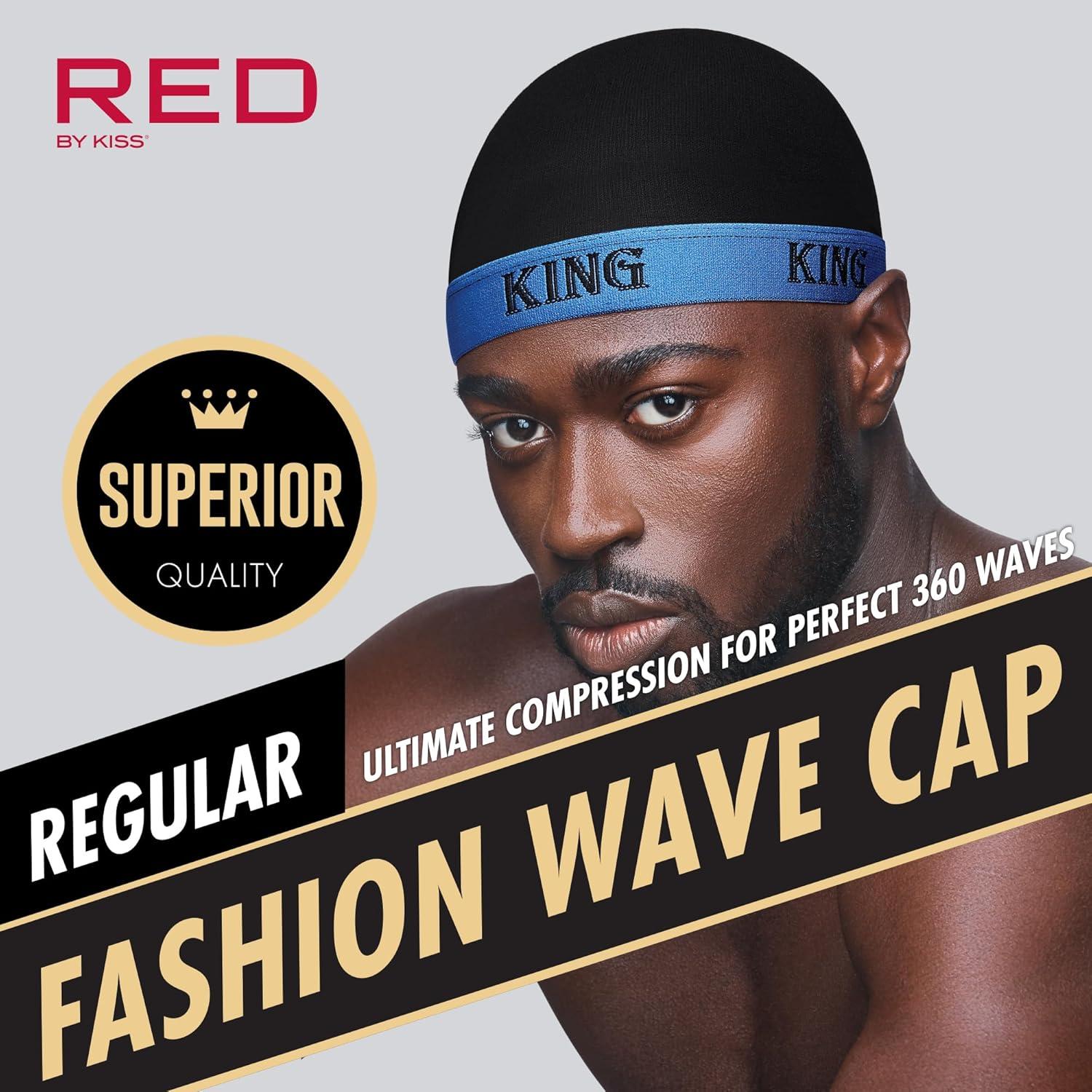 imageRed by Kiss Fashion Wave Cap UltraStretch Fit Durable Elastic Band All Day Hair Compression Perfect Layering with DuragRegularBlue King