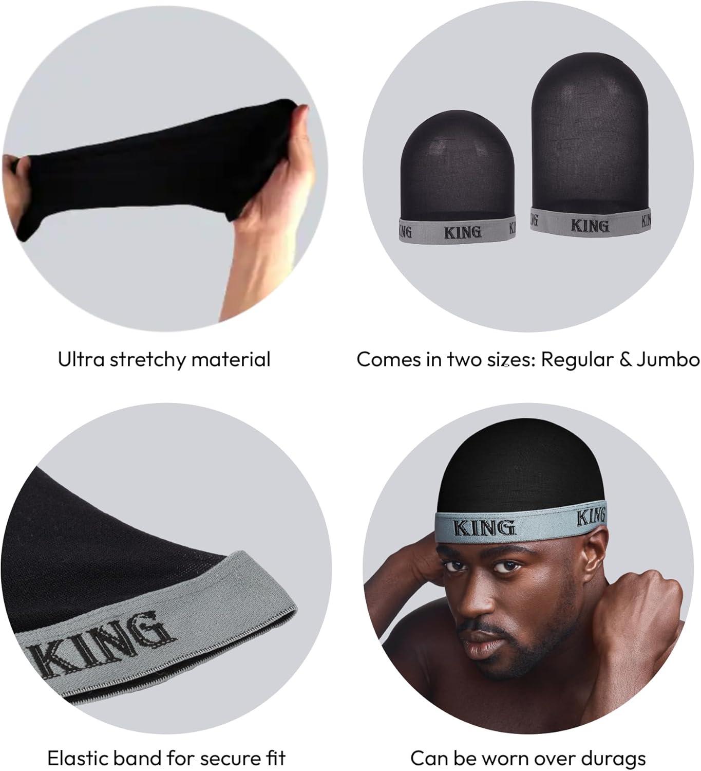 imageRed by Kiss Fashion Wave Cap UltraStretch Fit Durable Elastic Band All Day Hair Compression Perfect Layering with DuragRegularGrey King