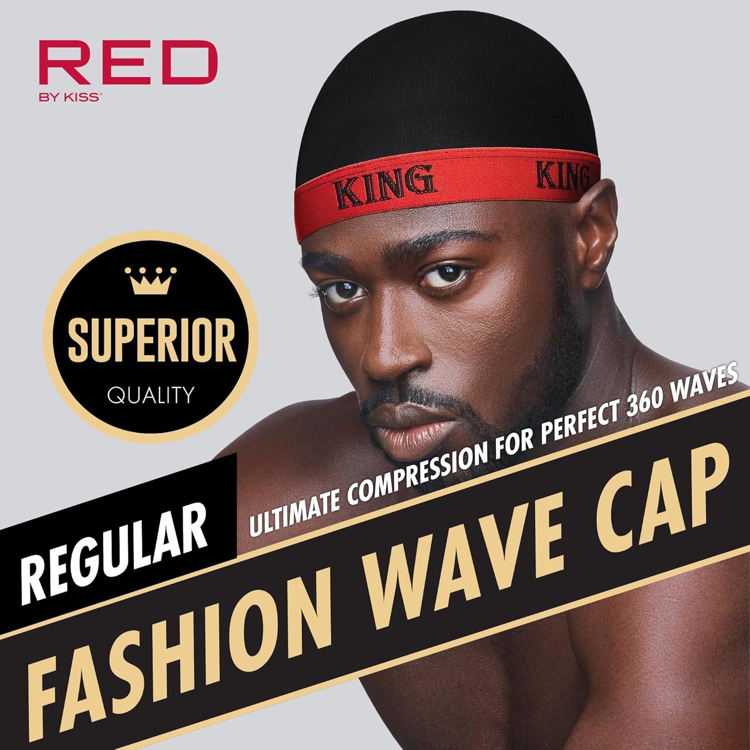 imageRed by Kiss Fashion Wave Cap UltraStretch Fit Durable Elastic Band All Day Hair Compression Perfect Layering with DuragRegularRed King