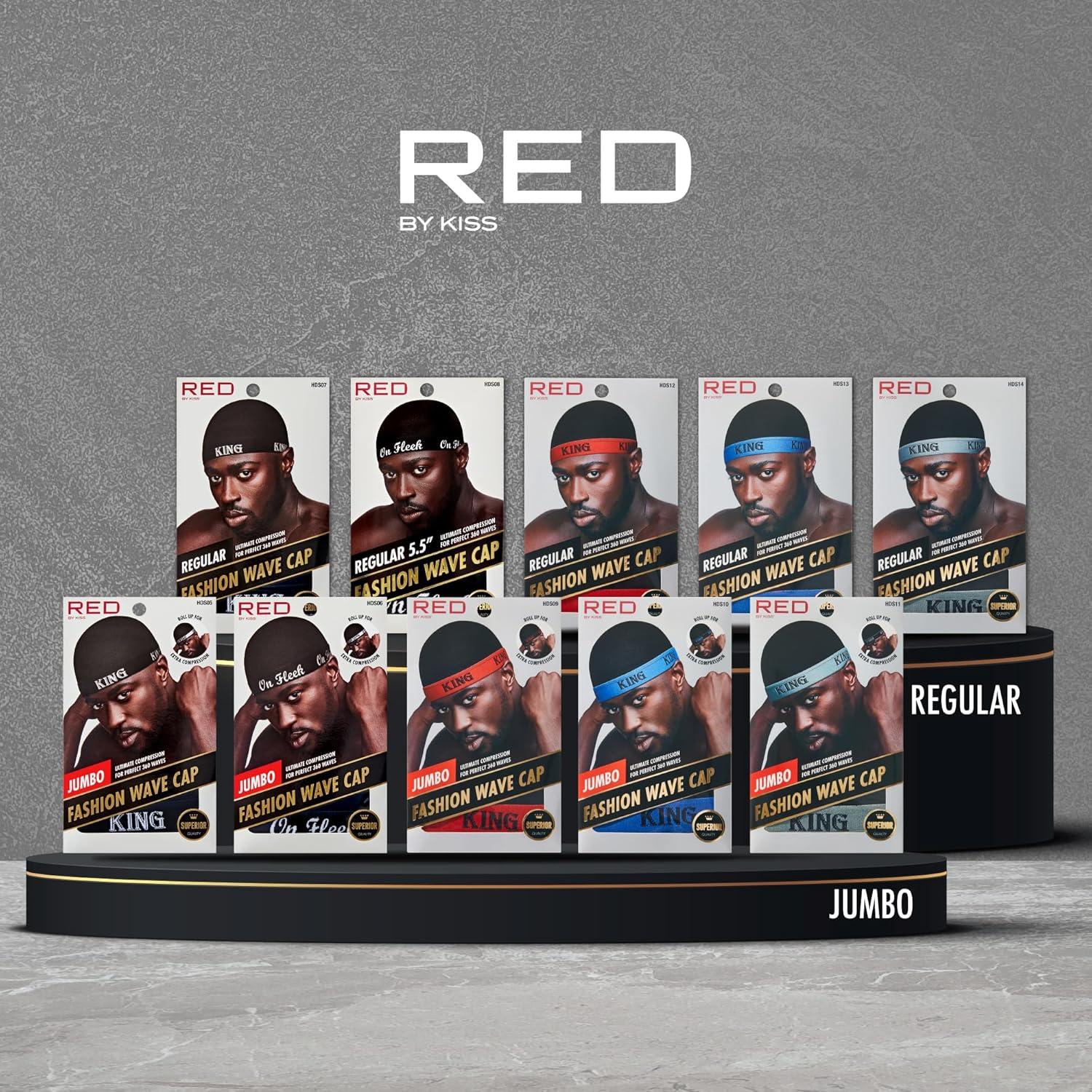 imageRed by Kiss Fashion Wave Cap UltraStretch Fit Durable Elastic Band All Day Hair Compression Perfect Layering with DuragRegularRed King