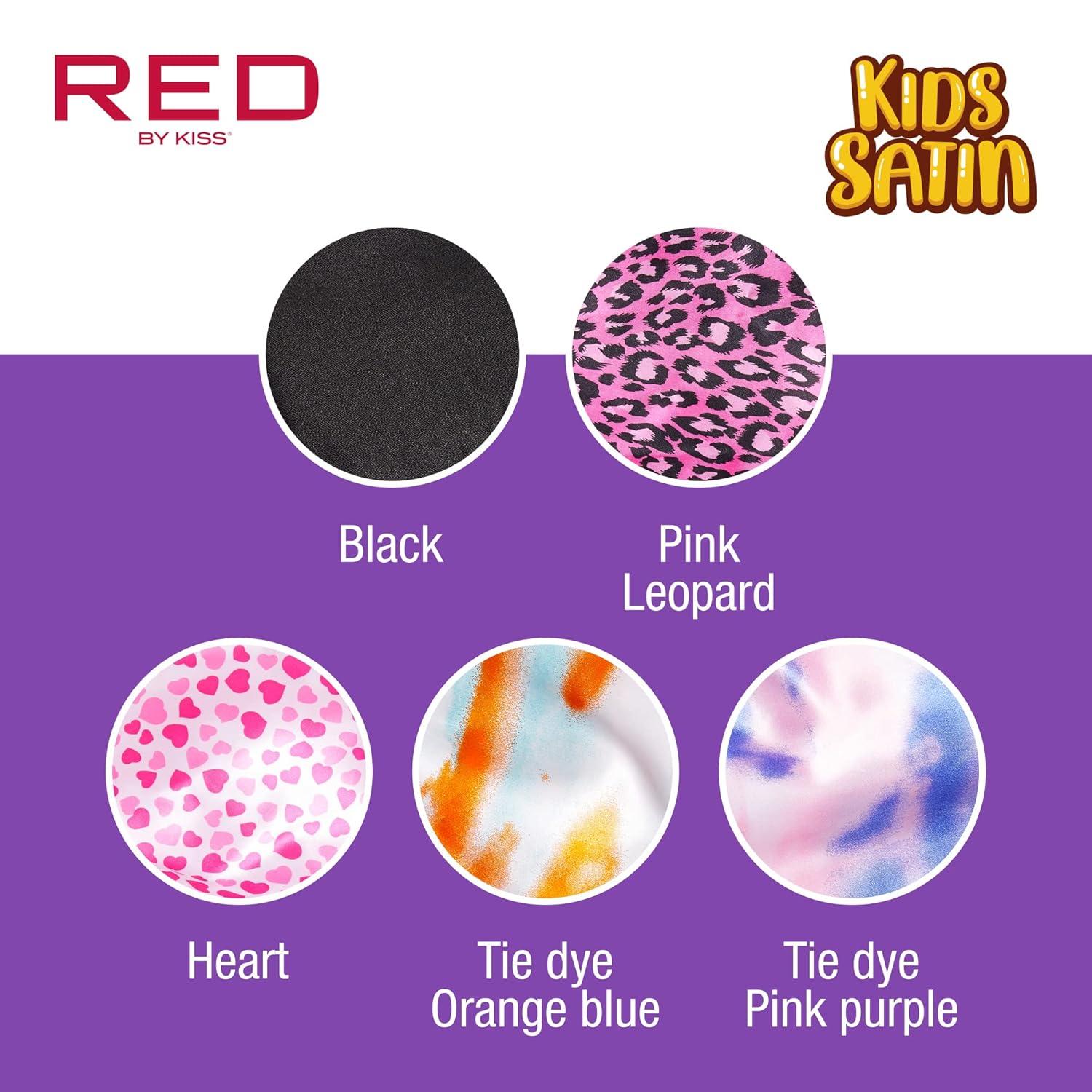 imageRed by Kiss Kids Satin Bonnet with Wide Band Sleep Cap for Kids Bonnet for Boys and girls OrangeBlueOrangeBlue