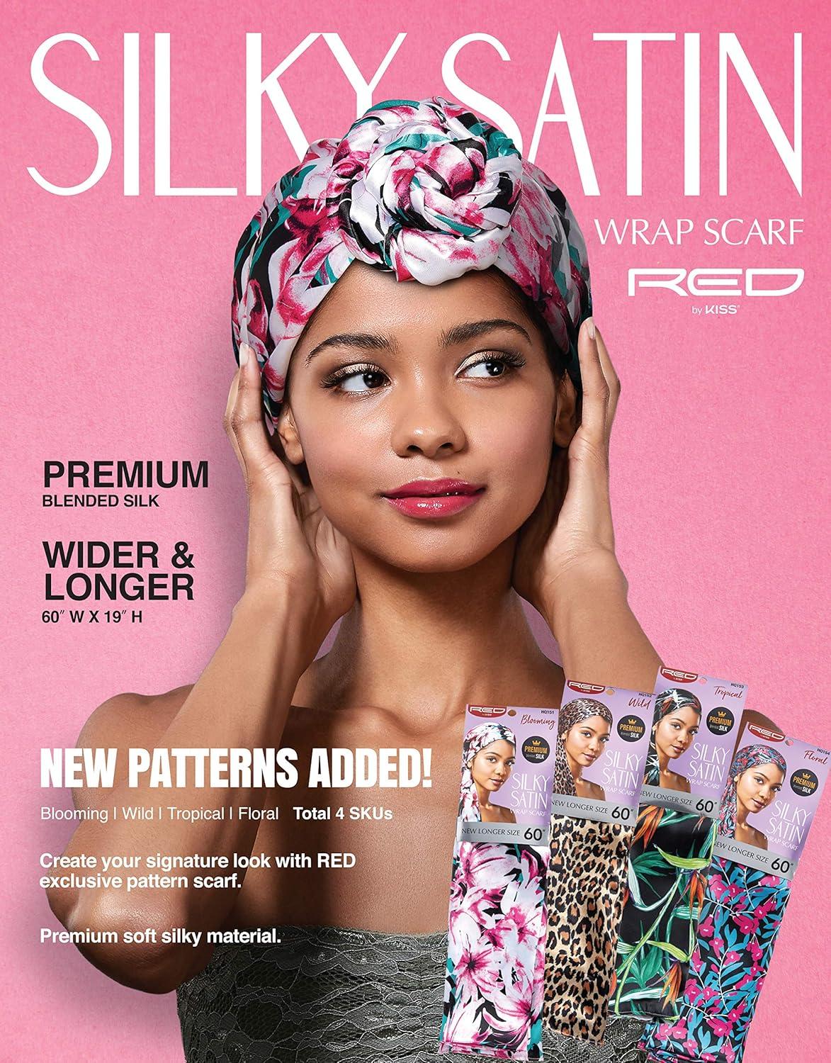 imageRed by Kiss Silky Satin Wrap Scarf Premium Blended Silk Multi Purpose2pack Set 2