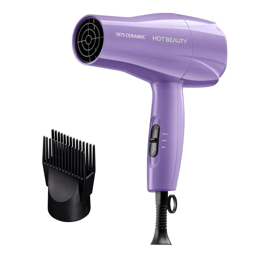 image1875 Ceramic Hair Dryer Powerful Fast Drying MultiSetting with Comb Attachment Additional Detangler Included Slide Bar Switch Compact for Home ampamp Travel BlackPurple