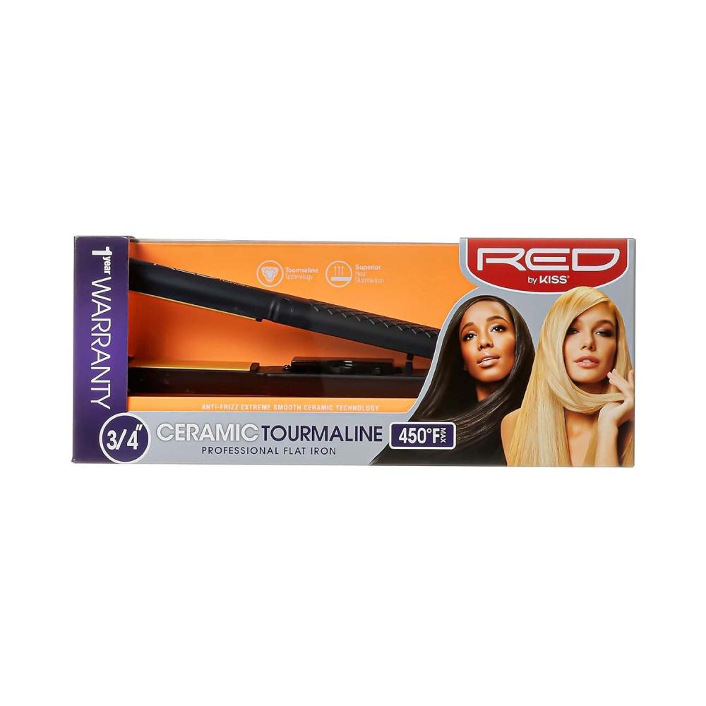imageKiss Products Red Ceramic Tourmaline Professinal Flat Iron 075 Inch 1 Pound