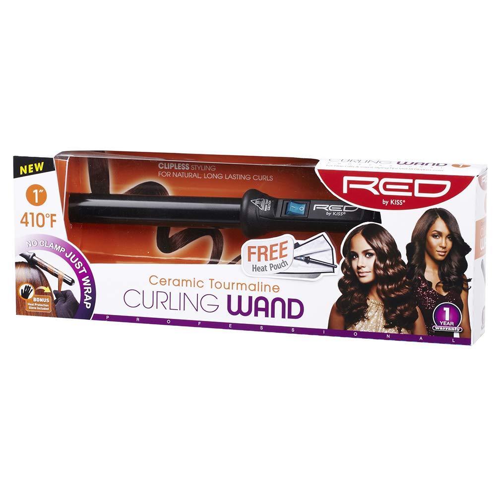 imageKiss Red By Ceramic Tourmaline Curling Wand CIW021quot inch Black 1 Count