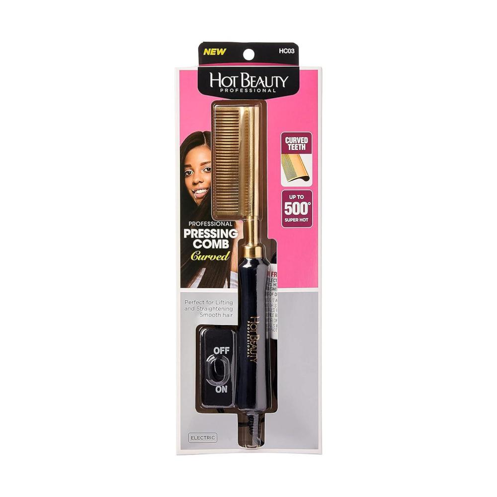 imageProfessional Electric Pressing Comb Hot Comb Hair Straightener Double Side TeethCurved
