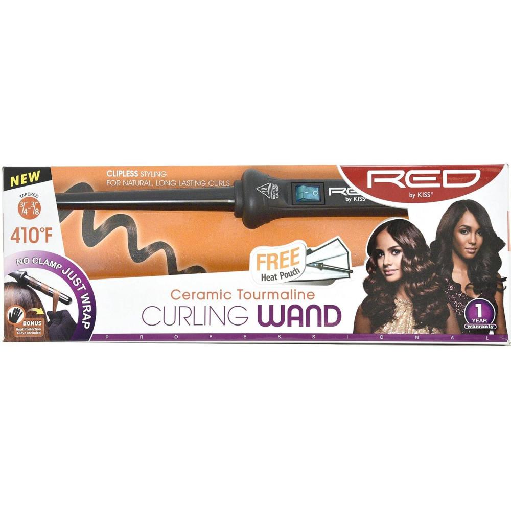 imageRED Pro Tapered Curling Wand 34quot to 38quot  Ceramic Tourmaline Barrel for Tight Spiral Curls Defined Ringlets ampamp LongLasting Styles