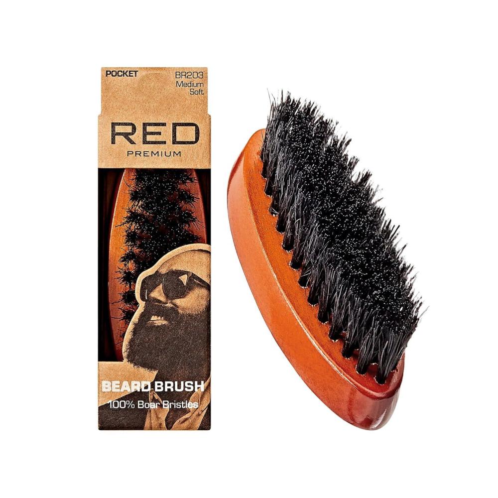 imageRED by Kiss Beard Brush with 100 Natural Boar Bristles for Men Premium Wooden Brush Beards Mustaches Grooming Shaving Comb Tame and Soften Facial Hair POCKETPOCKET