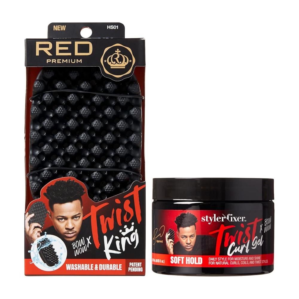 imageRED by Kiss BowWow Twist King Premium Luxury Twist Styler Comb Brush Durable Washable Alternative for Sponge for Barbers and Daily Use Ideal for Afro Curly Coiled 4C HairValue Set