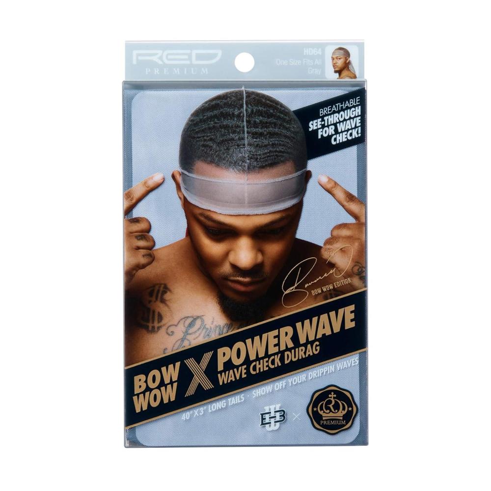 imageRed Premium BowWow X Powerwave Wave Check Premium Durag Grey