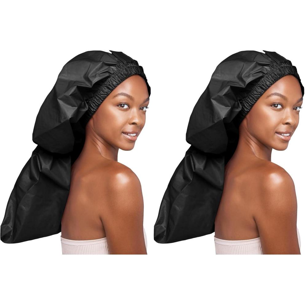 imageRed by Kiss Essential Super Large Waterproof Braid Shower Cap Reusable Caps with Elastic BandBraid Cap Pack of 2