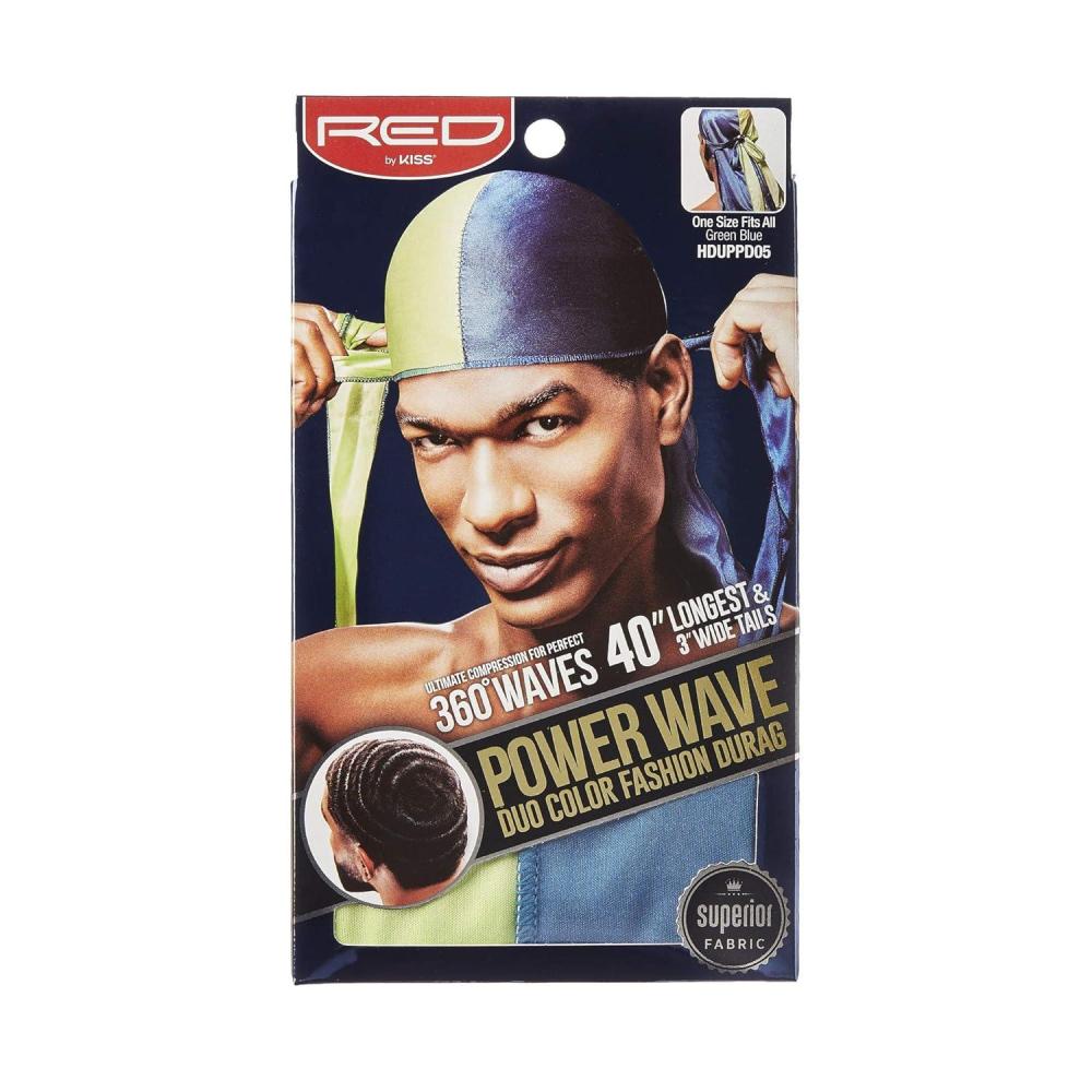 imageRed by Kiss POWER WAVE DUO COLOR FASHION SATIN Durag Purple OrangeGreen Blue