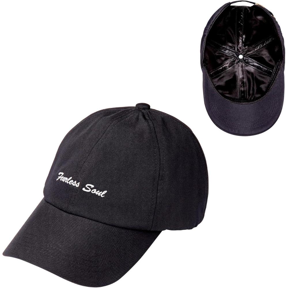 imageRed by Kiss SatinLined Baseball Cap Comfortable Fit Adjustable Hat Hair Protection Unique DesignsFearless Soul