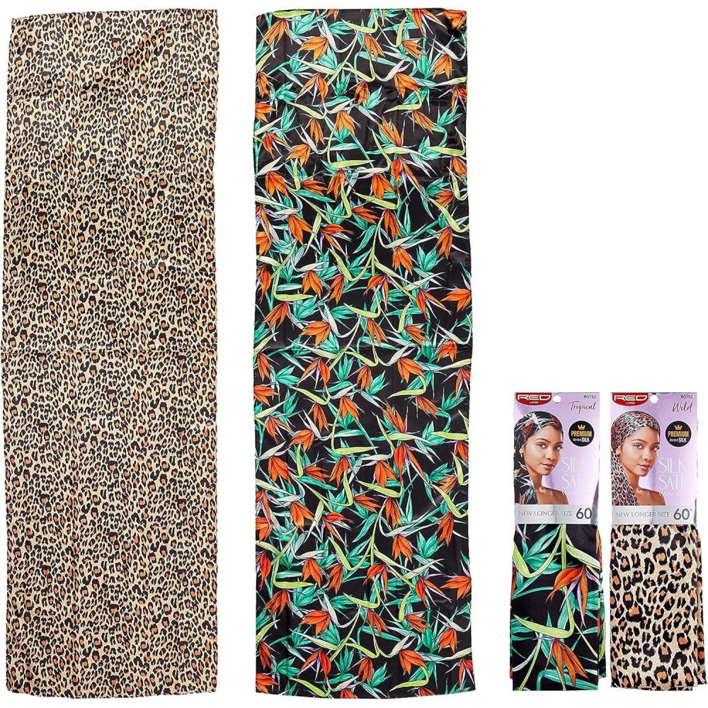 imageRed by Kiss Silky Satin Wrap Scarf Premium Blended Silk Multi Purpose2pack Set 2