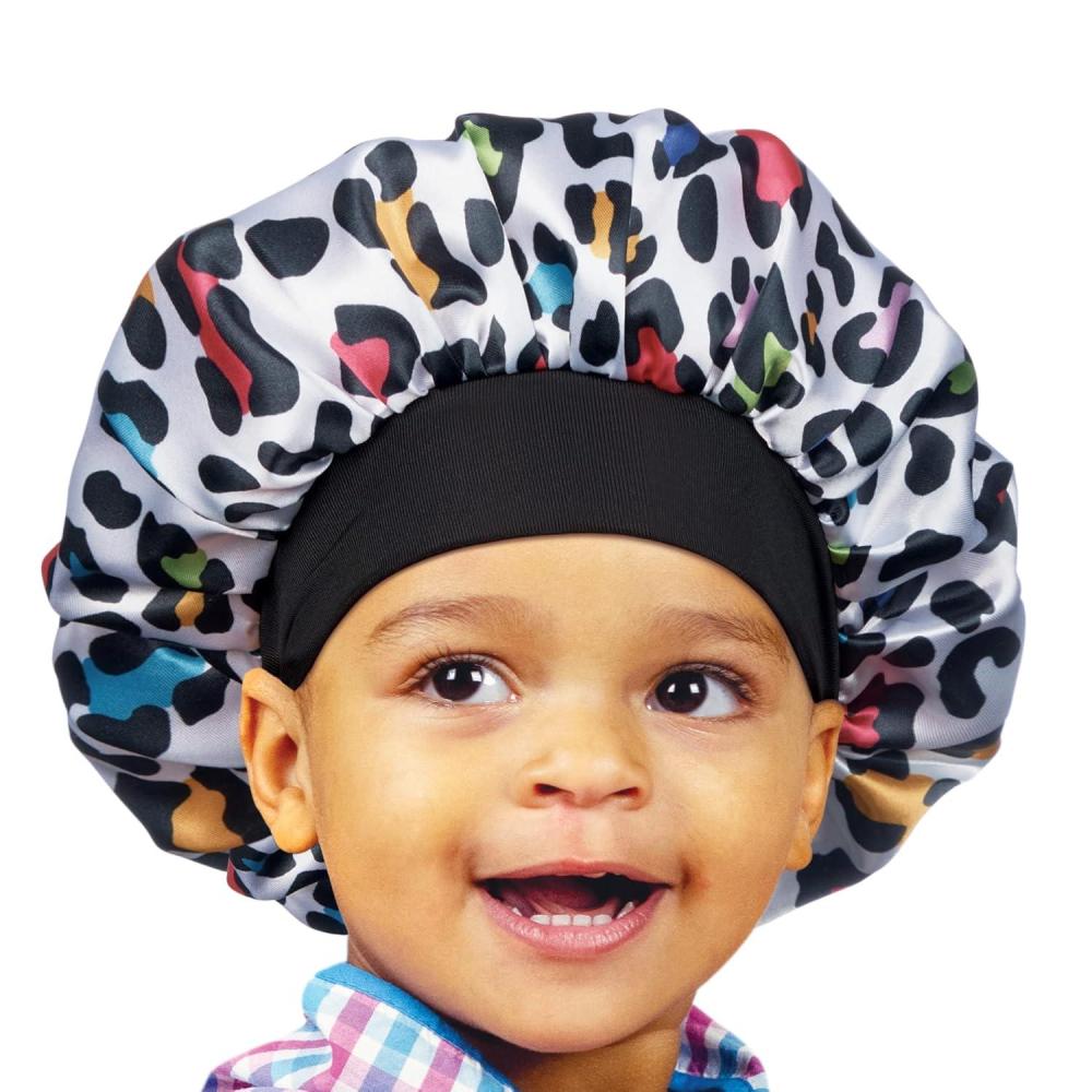 imageRed by Kiss Toddler Satin Bonnet Sleep Cap for Toddlers Soft Stretchy and Safe Protects Fragile Hair from Frizz ampamp Breakage Friction Bald Spots Pink Unicorn 18M4TMulti Leopard