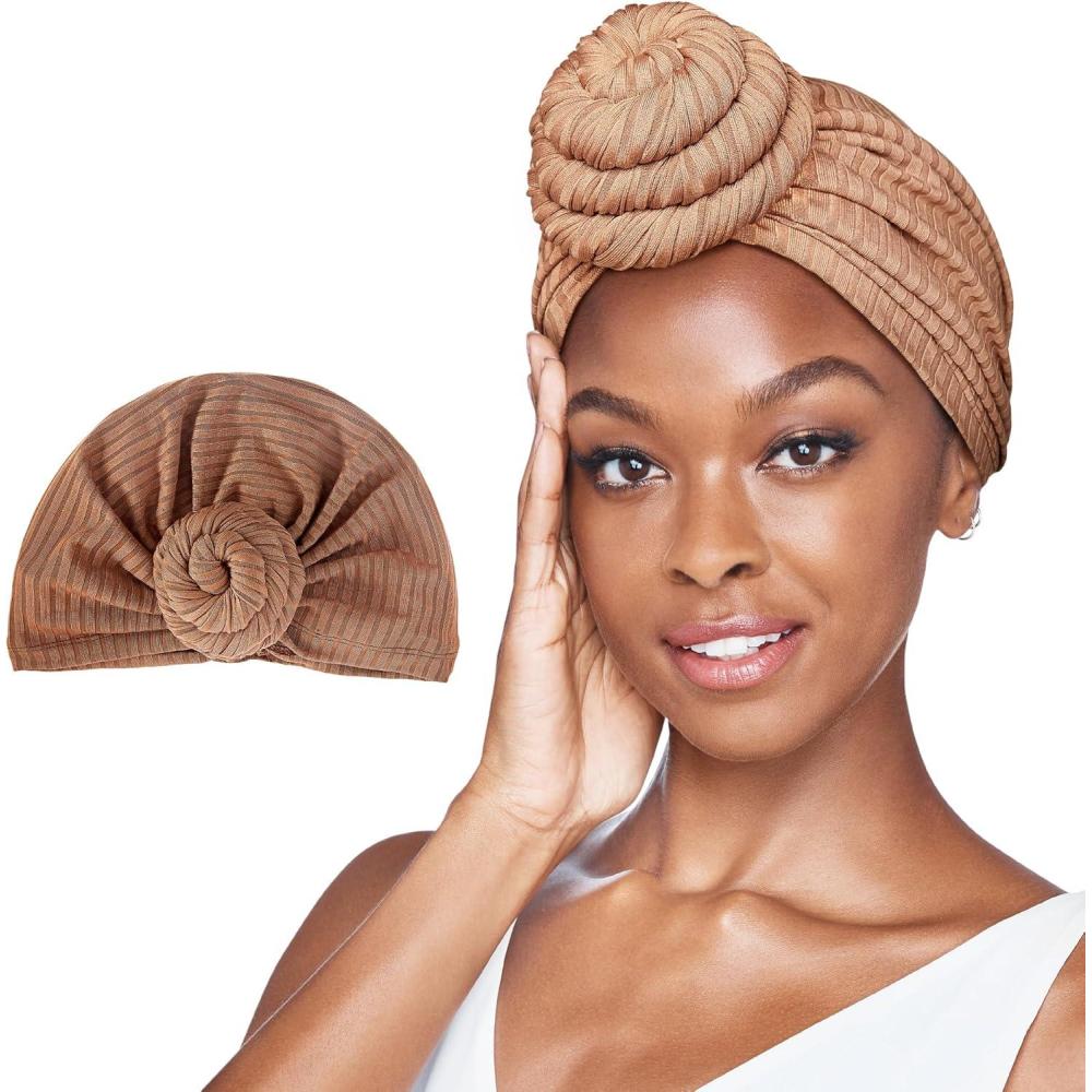 imageRed by Kiss Turban for Women Silky Satin Interior Comfortable Breathable Head Wrap PreTied Twist African Knot BonnetBrown