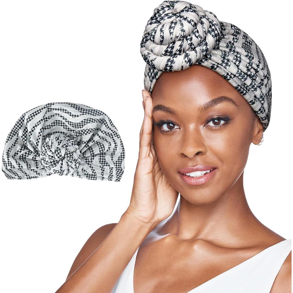 imageRed by Kiss Turban for Women Silky Satin Interior Comfortable Breathable Head Wrap PreTied Twist African Knot BonnetZebra