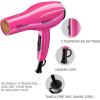RED by KISS 2000 Ceramic Hair Dryer, Professional Salon Blow Dryer, 2 Detangler Pik Attachments, Tourmaline Technology, 3 Heat Settings, Easy Storage Loop (Pink)(Pink)