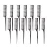 RED by KISS Professional Rat Tail Comb 12 PCS Black