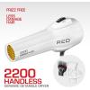 RED by Kiss Handle-Less 2200W Ceramic Tourmaline Hair Dryer, 3 Heat Settings, Pro Blow Dryer with Comb Attachment, Ionic for Frizz-Free Shine, Detangler & Straightening for 4C(White)