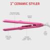 Red by Kiss 1″ Ceramic Styler Flat Iron, Up to 450 F Variable Heat Settings for Silky Smooth Hair, Professional Ceramic Plates, Tangle-Free Swivel Cord (Pink)(Pink)