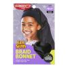 Red by Kiss Kids Satin Braid Bonnet, Comfy Wide Band for Long Hair, Long Braids (Black)(Black)