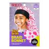 Red by Kiss Kids Satin Braid Bonnet, Comfy Wide Band for Long Hair, Long Braids (Black)(Hearts)