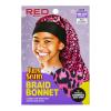 Red by Kiss Kids Satin Braid Bonnet, Comfy Wide Band for Long Hair, Long Braids (Black)(Pink Leopard)