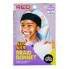 Red by Kiss Kids Satin Braid Bonnet, Comfy Wide Band for Long Hair, Long Braids (Black)(Tie Dye Orange/Blue)