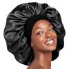 Red by Kiss Reversible Silky Satin Hair Cap Hair Bonnet with Wide Edge Double Wear Cap, Super Jumbo (Black)(Black)