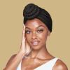 Red by Kiss Turban for Women, Silky Satin Interior, Comfortable, Breathable Head Wrap, Pre-Tied Twist African Knot Bonnet(Black)