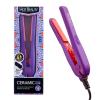 Professional Ceramic Mini Flat Iron 1/2″, Anti-Frizz, Fast Heating, Versatile Styling for Curly & Straight Hair, Ideal for Traveling with Travel Pouch (Pink)(#Violet)