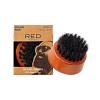 RED by Kiss Beard Brush with 100% Natural Boar Bristles for Men, Premium Wooden Brush, Beards Mustaches Grooming Shaving Comb, Tame and Soften Facial Hair (POCKET)(ROUND MINI)