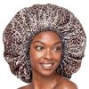 Red By Kiss Silky Satin Sleep Cap Premium Quality Shower Cap Satin Bonnet, Super Jumbo (Leopard)(Leopard)