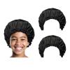 Red by Kiss 3 PCS Kids Satin Sleep Cap, Shower Cap, Kids Bonnet, Durable and Wrinkle Free (Black)