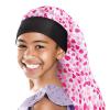 Red by Kiss Kids Satin Braid Bonnet, Comfy Wide Band for Long Hair, Long Braids (Black)(Hearts)