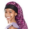 Red by Kiss Kids Satin Braid Bonnet, Comfy Wide Band for Long Hair, Long Braids (Black)(Pink Leopard)