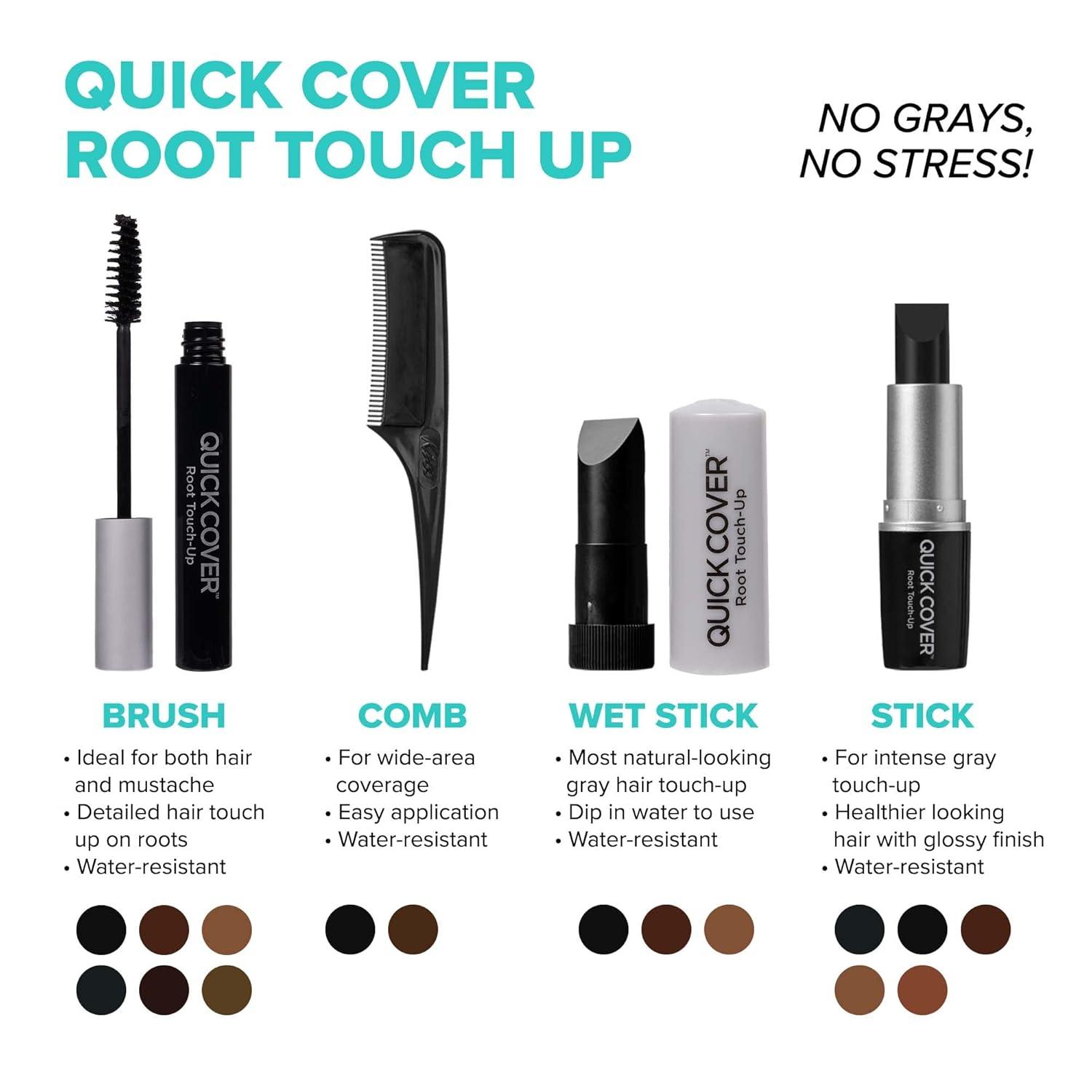 imageRED by KISS Quick Cover Root Touch Up Rescue Black Mascara Natural WaterResistant Temporary Gray Concealer Cover Up Brush for Hair Mustache ampamp Beard Formulated with Jojoba OilMedium Brown