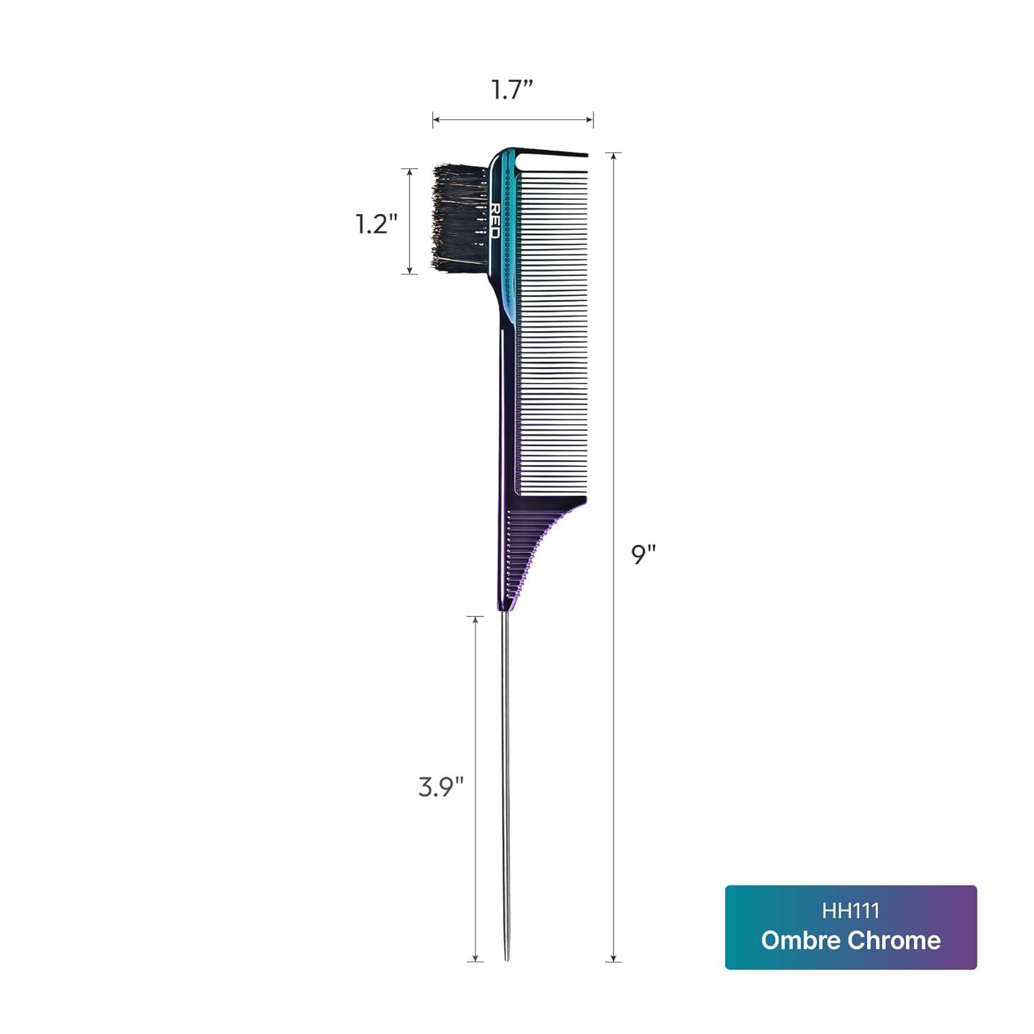 imageRED by Kiss Carbon Fiber Edge Brush Parting Comb 3 in 1 Styling Tool High Heat Resistance 100 Boar Bristles Hairbrush ampamp Sectioning Tail Comfort Grip for All Hair Types Pin TailOmbre Chrome