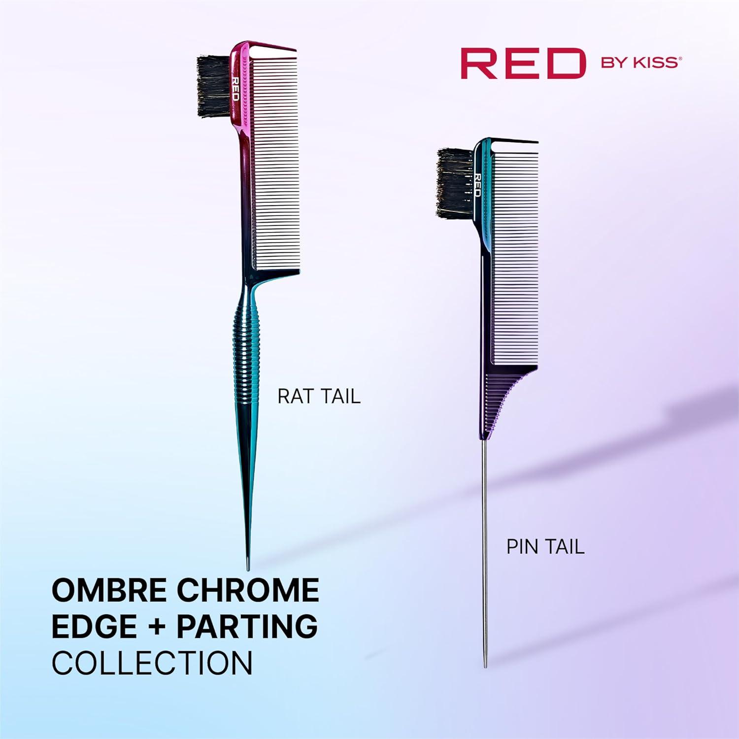 imageRED by Kiss Carbon Fiber Edge Brush Parting Comb 3 in 1 Styling Tool High Heat Resistance 100 Boar Bristles Hairbrush ampamp Sectioning Tail Comfort Grip for All Hair Types Pin TailOmbre Chrome